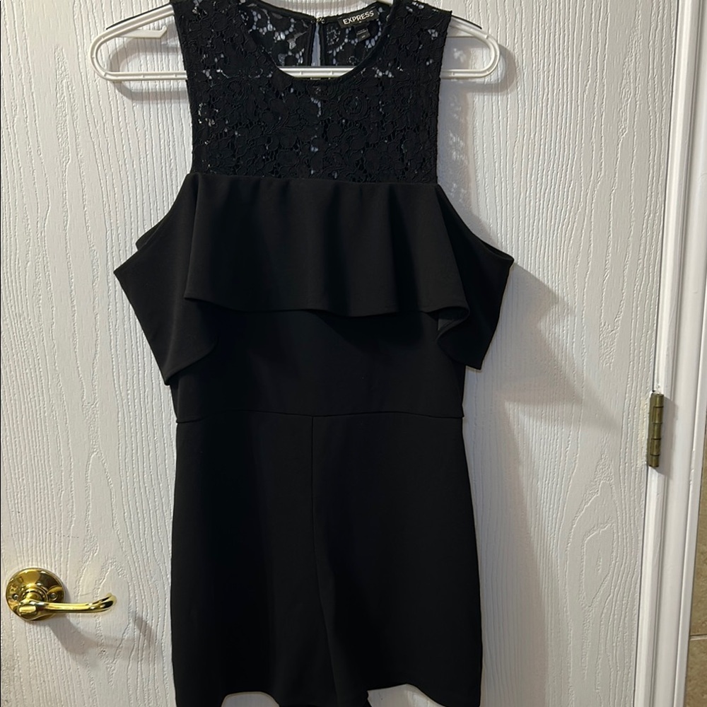 Express Cold Shoulder Lace Romper color back